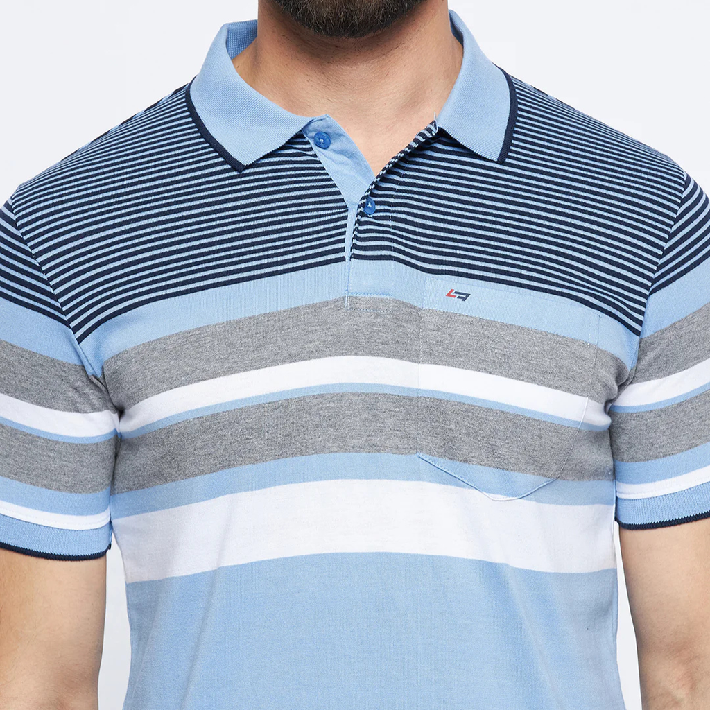 Sleeves T-shirt Color Block Pattern Chest Pocket
