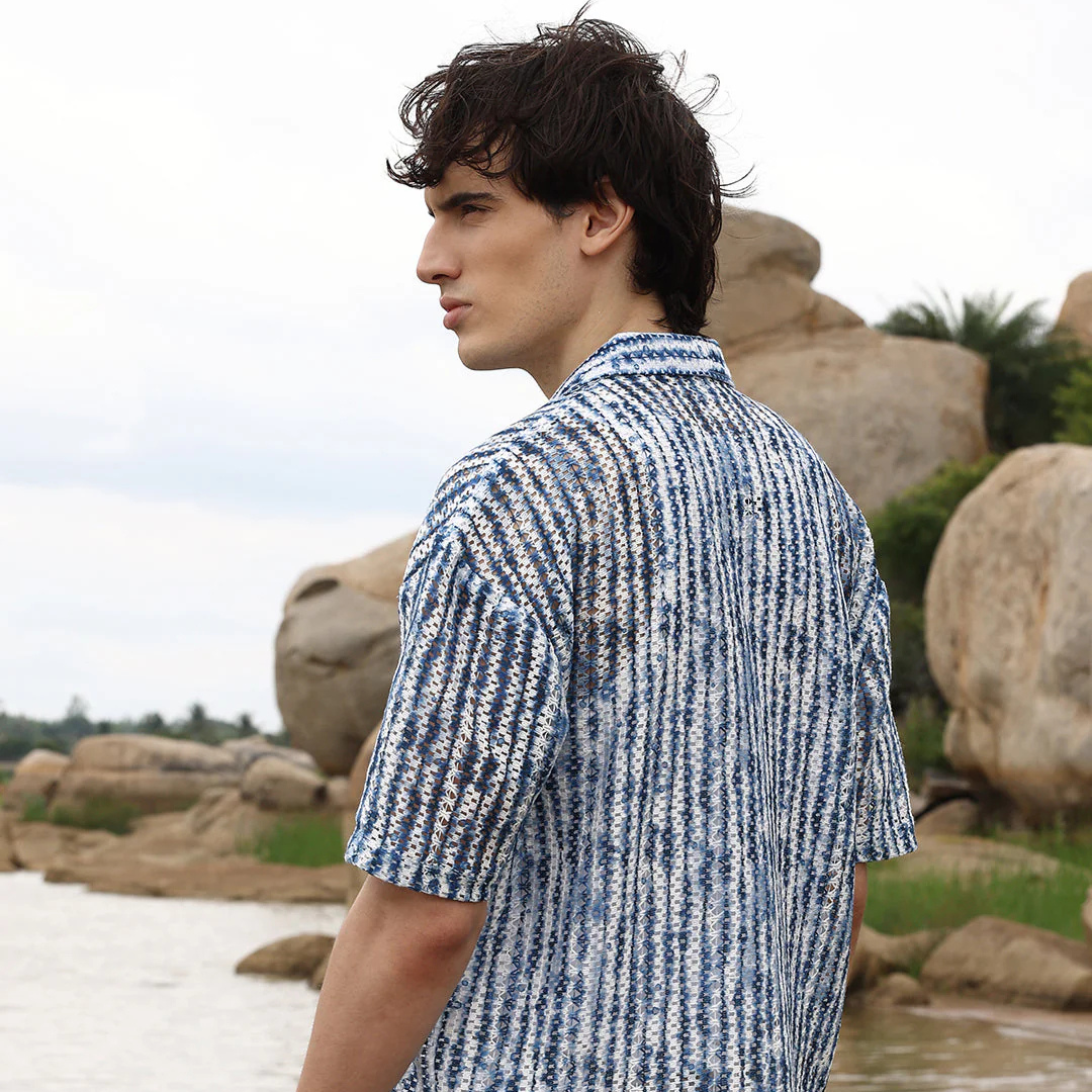 Ombre-Striped Oversized Shirt