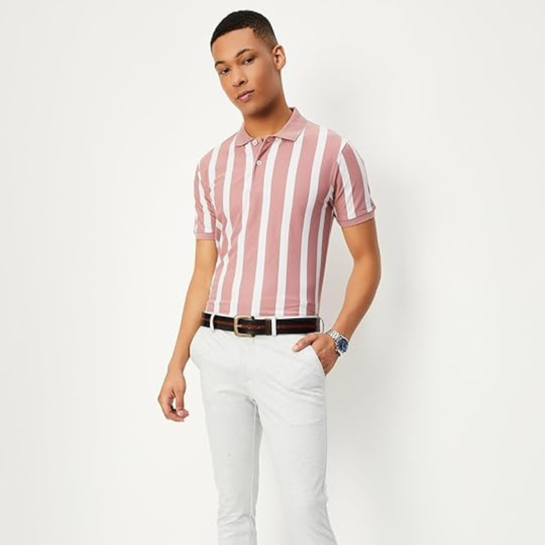 Max Men's Half Sleeves Regular Fit Striped Polo Levi's T-Shirt
