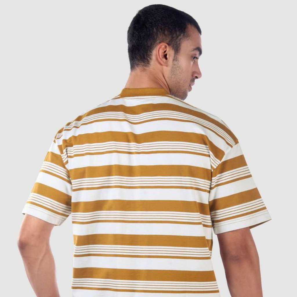Mustard Striped Knitted T-Shirt