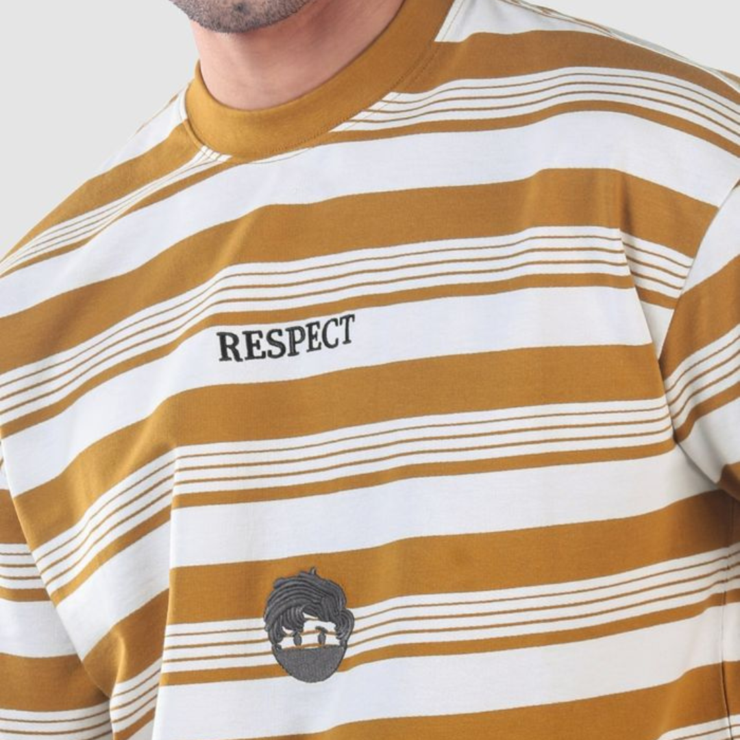 Mustard Striped Knitted T-Shirt