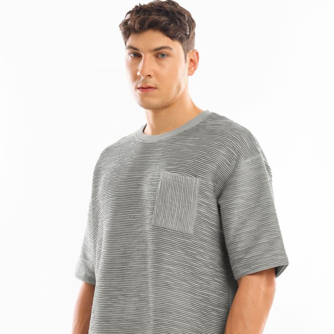 Light Grey Textured Oversized T-shirt