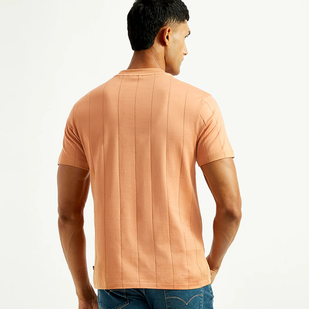 Men's Striped Peach Crew Neck Levi's T-shirt