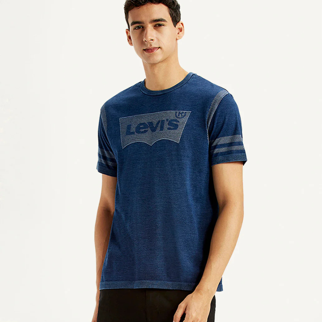 Men's Levi's Brand Logo Dark Blue Slim Fit Seamless T-shirt