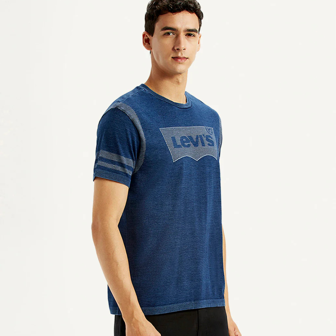 Men's Levi's Brand Logo Dark Blue Slim Fit Seamless T-shirt