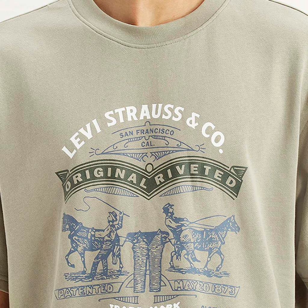Men's Levi's Brand Logo Beige Loose Fit T-shirt