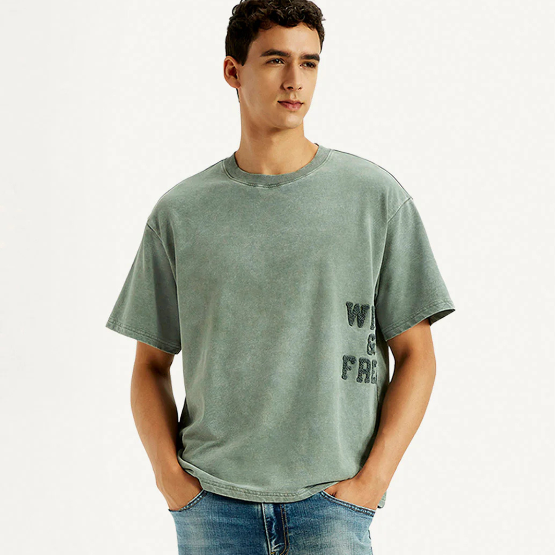 Men's Embroidered Green Boxy Levi's T-shirt