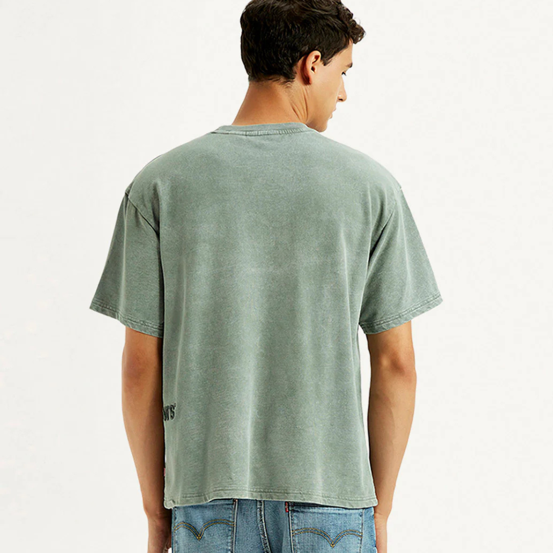 Men's Embroidered Green Boxy Levi's T-shirt