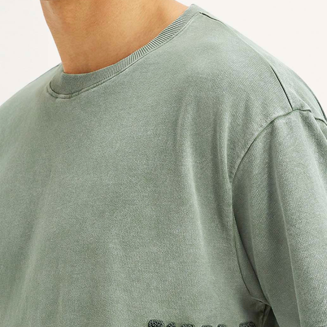 Men's Embroidered Green Boxy Levi's T-shirt