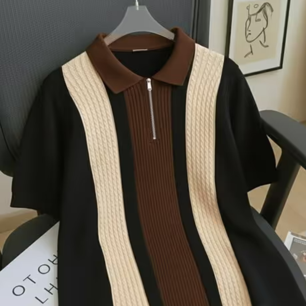 Men Colourblock Regular Fit Polo T-Shirt