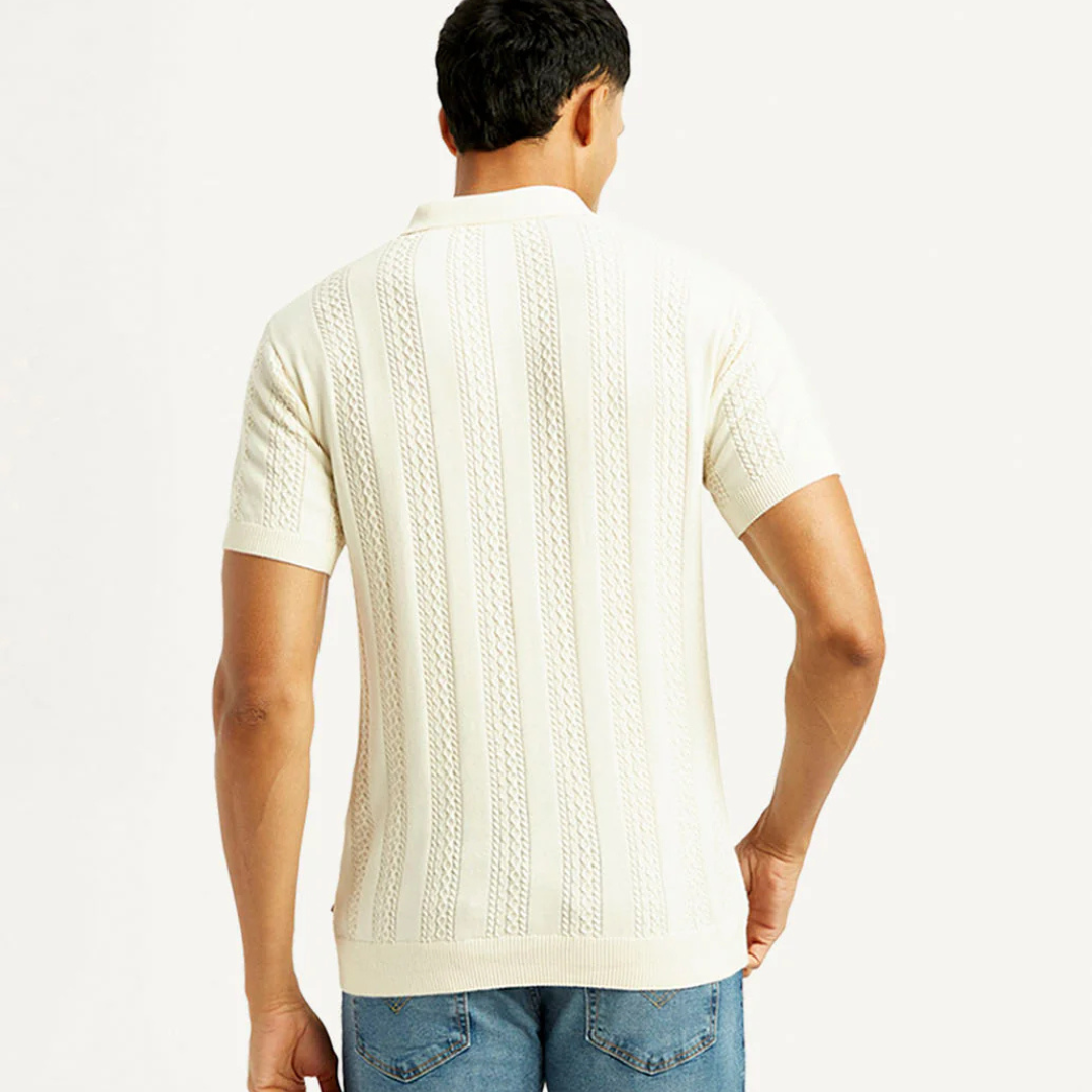 Men's Self Design Slim Fit Polo T-shirt