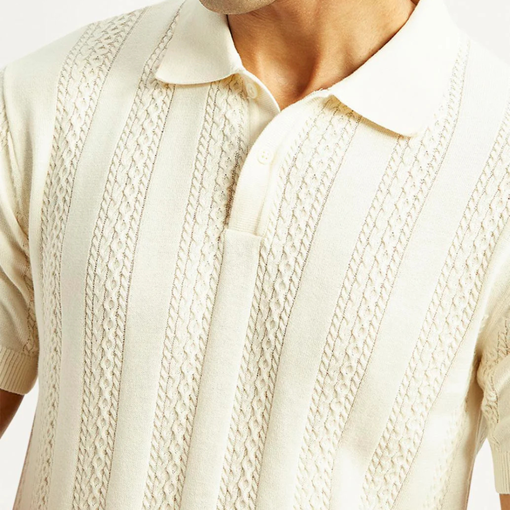 Men's Self Design Slim Fit Polo T-shirt