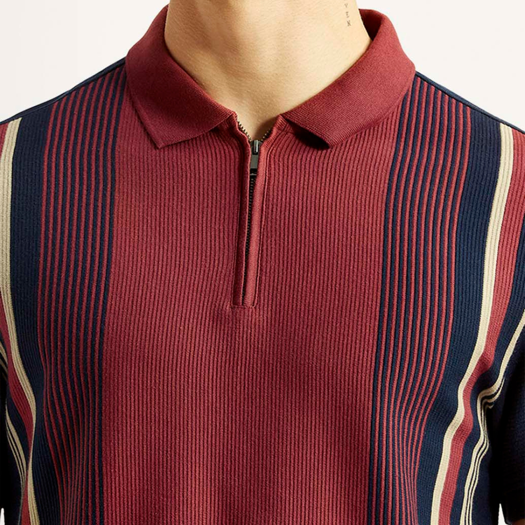 Men's Levi's Striped Maroon Slim Fit Polo T-shirt