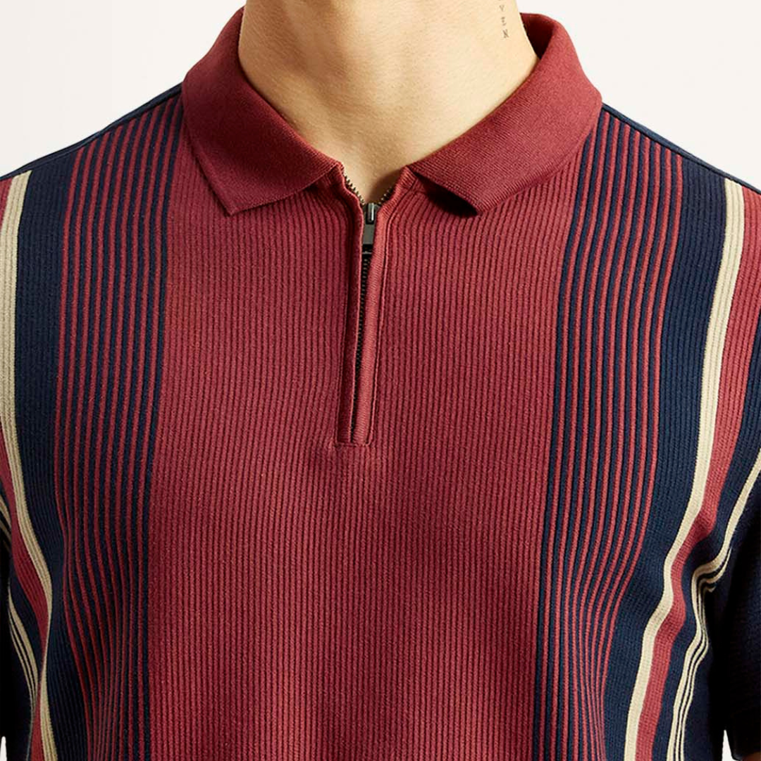 Men's Levi's Striped Maroon Slim Fit Polo T-shirt