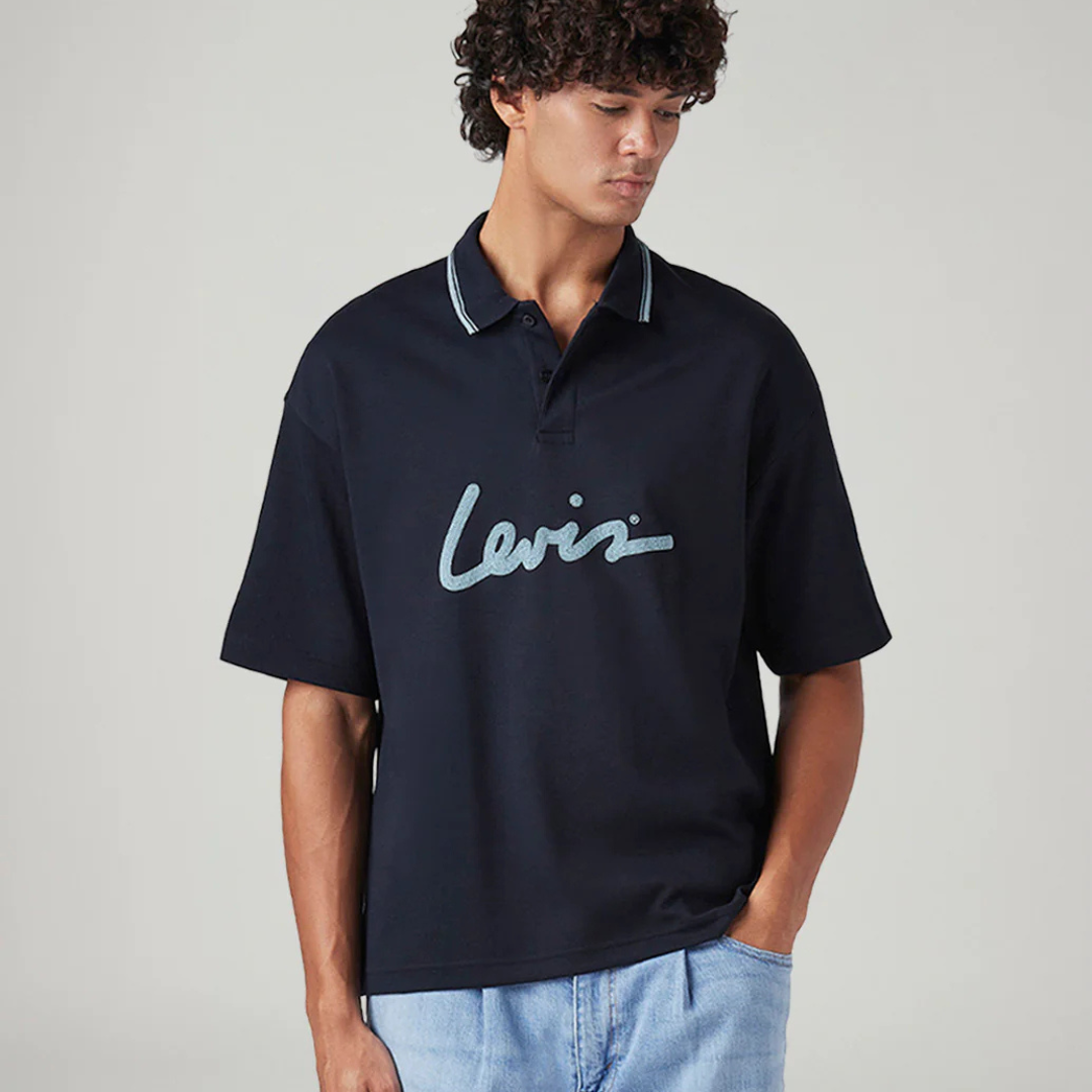 Men's Levi's Brand Logo Loose Fit Interlock Polo T-shirt