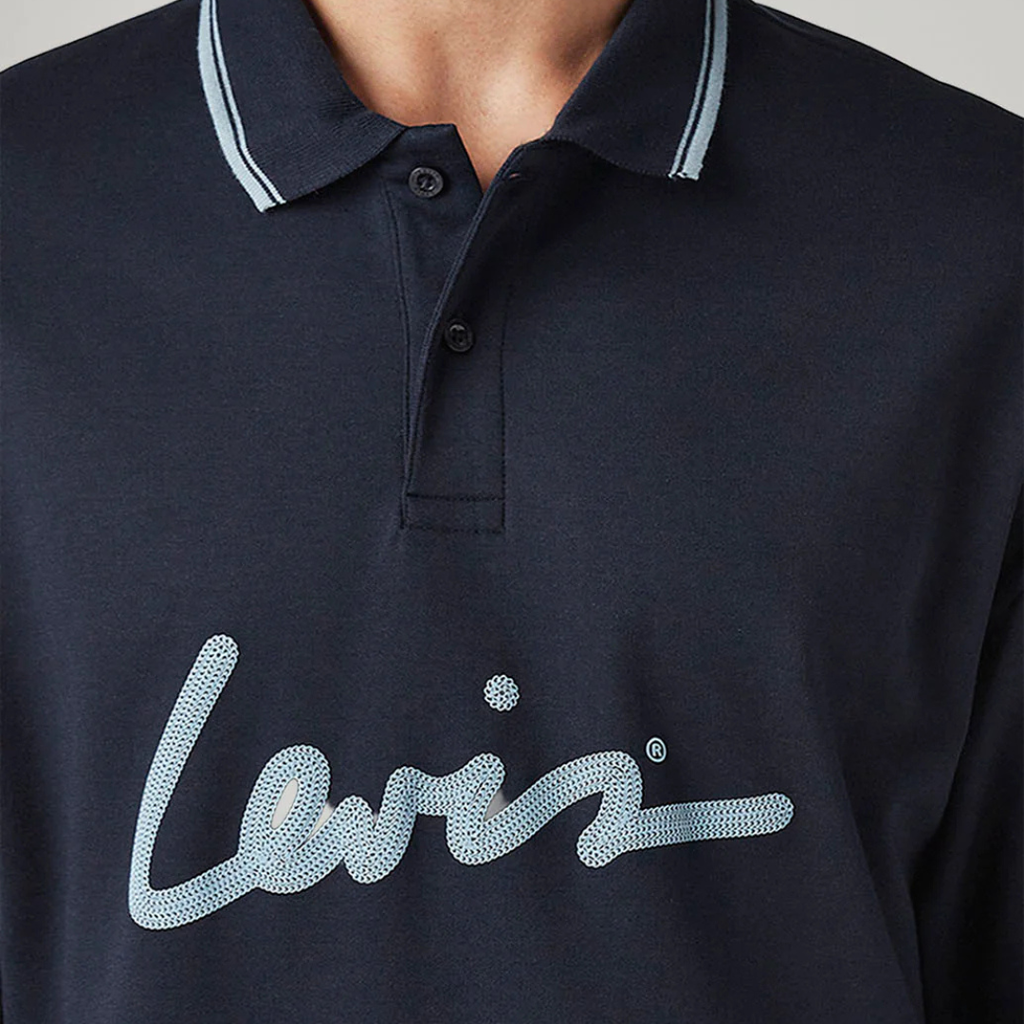 Men's Levi's Brand Logo Loose Fit Interlock Polo T-shirt