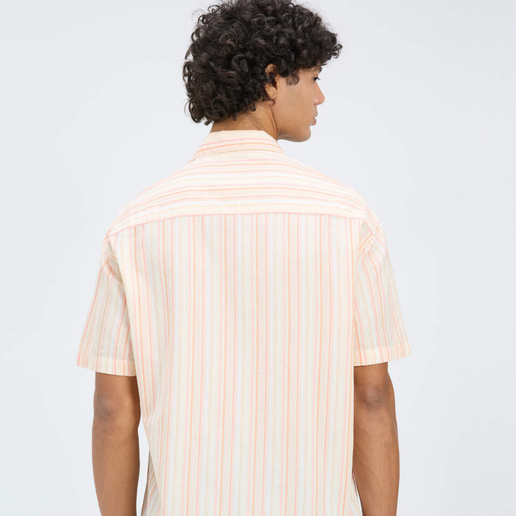 Men Orange Resort Collar Relaxed Fit Short Sleeve Shirt