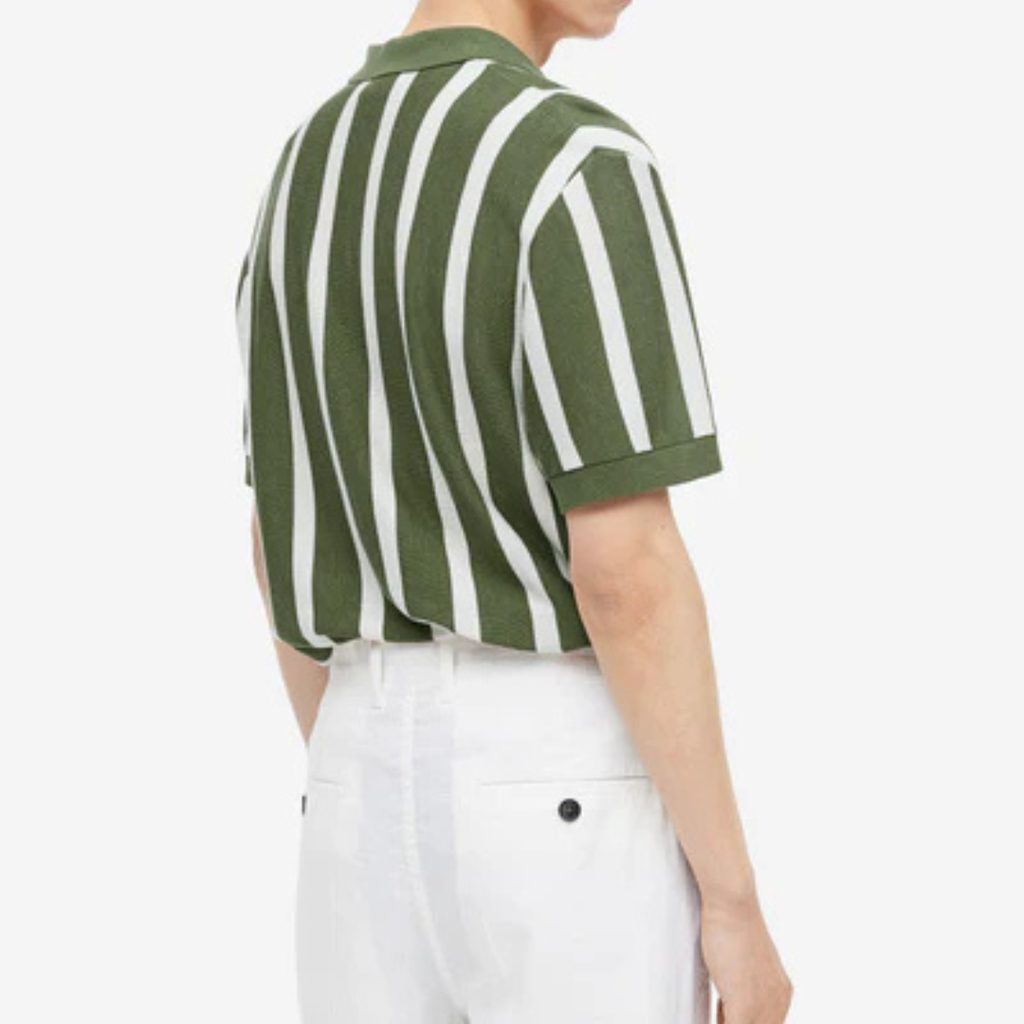 Summer Green Stripes Old Money Polo T-Shirt
