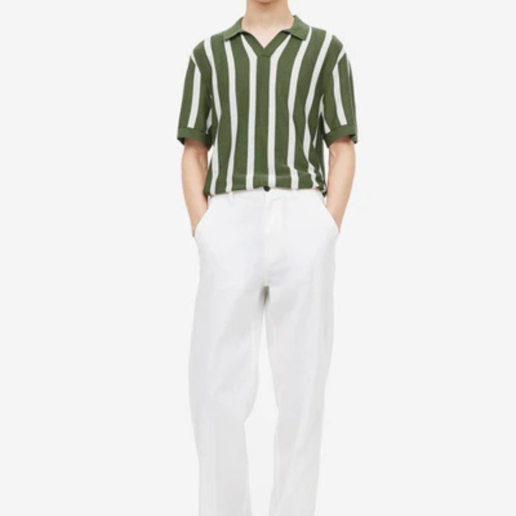 Summer Green Stripes Old Money Polo T-Shirt