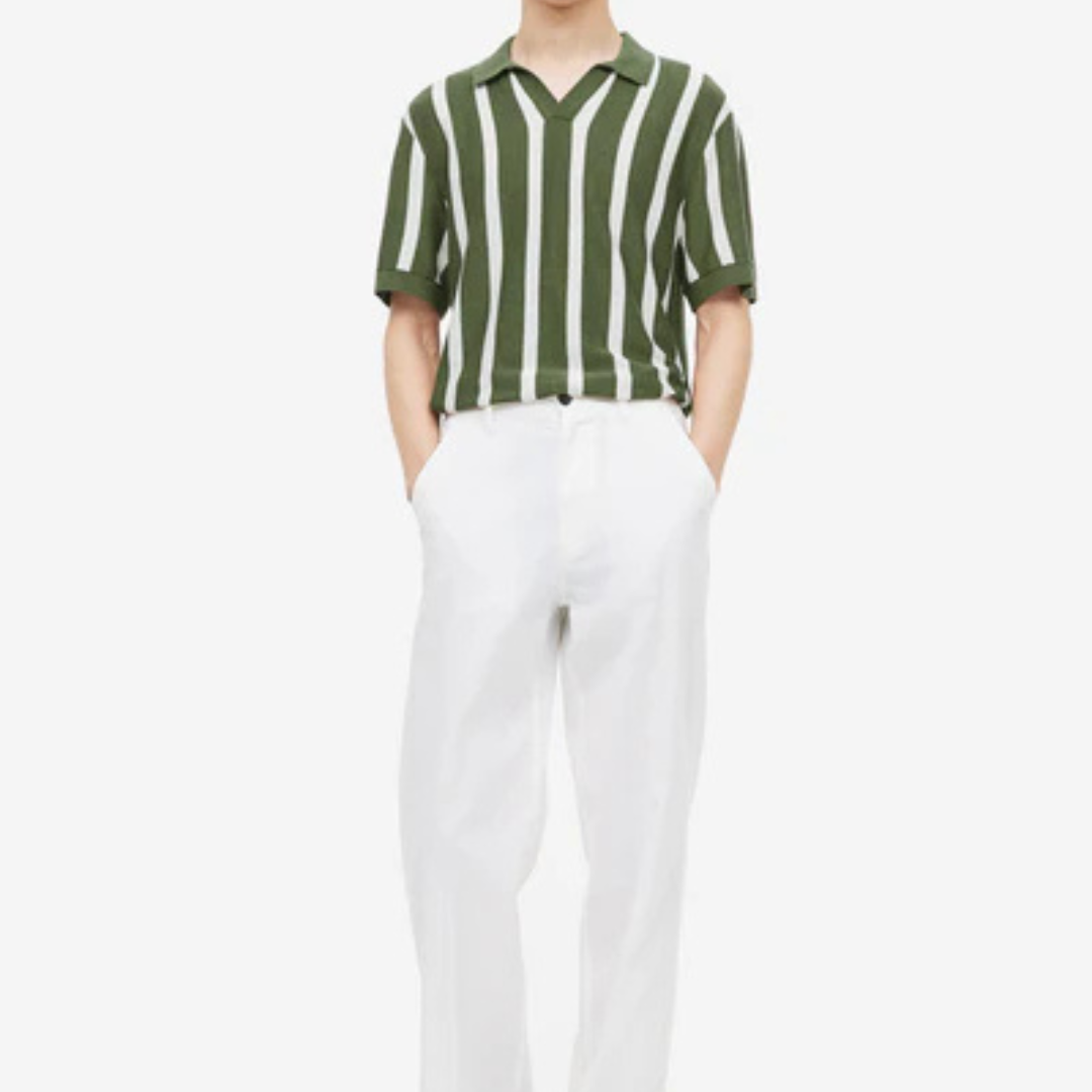 Summer Green Stripes Old Money Polo T-Shirt