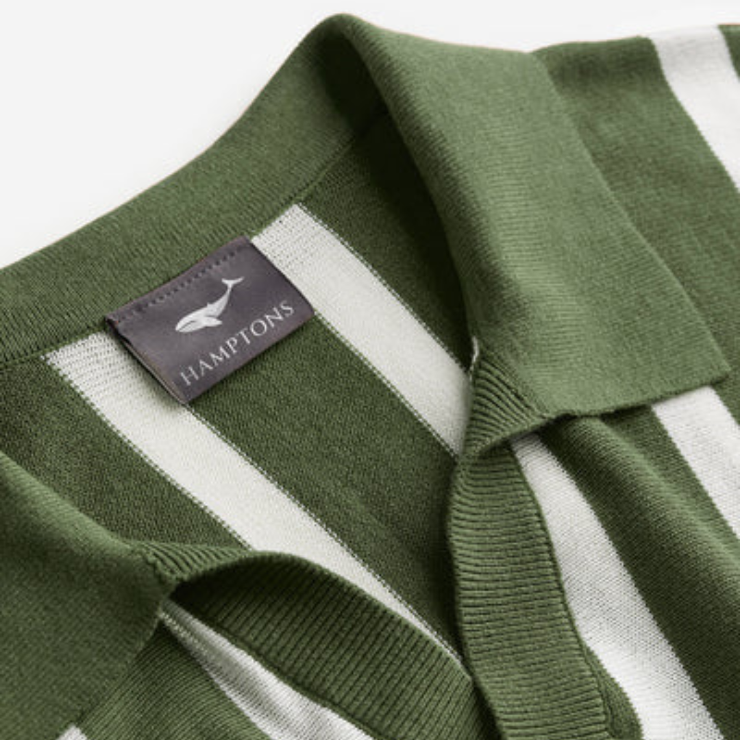Summer Green Stripes Old Money Polo T-Shirt