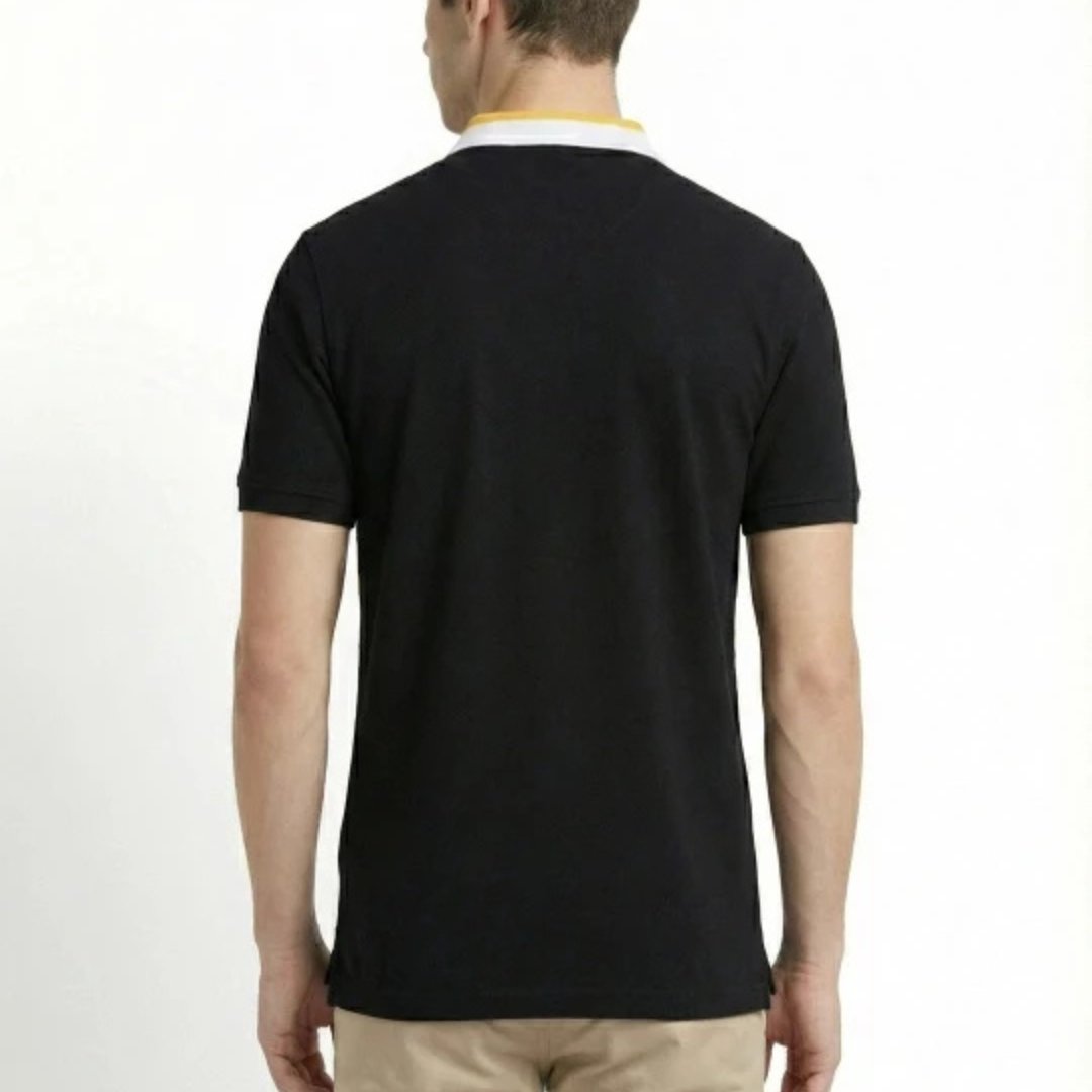 Wrangler Men Solid Black Polo Neck Regular Fit Tshirt