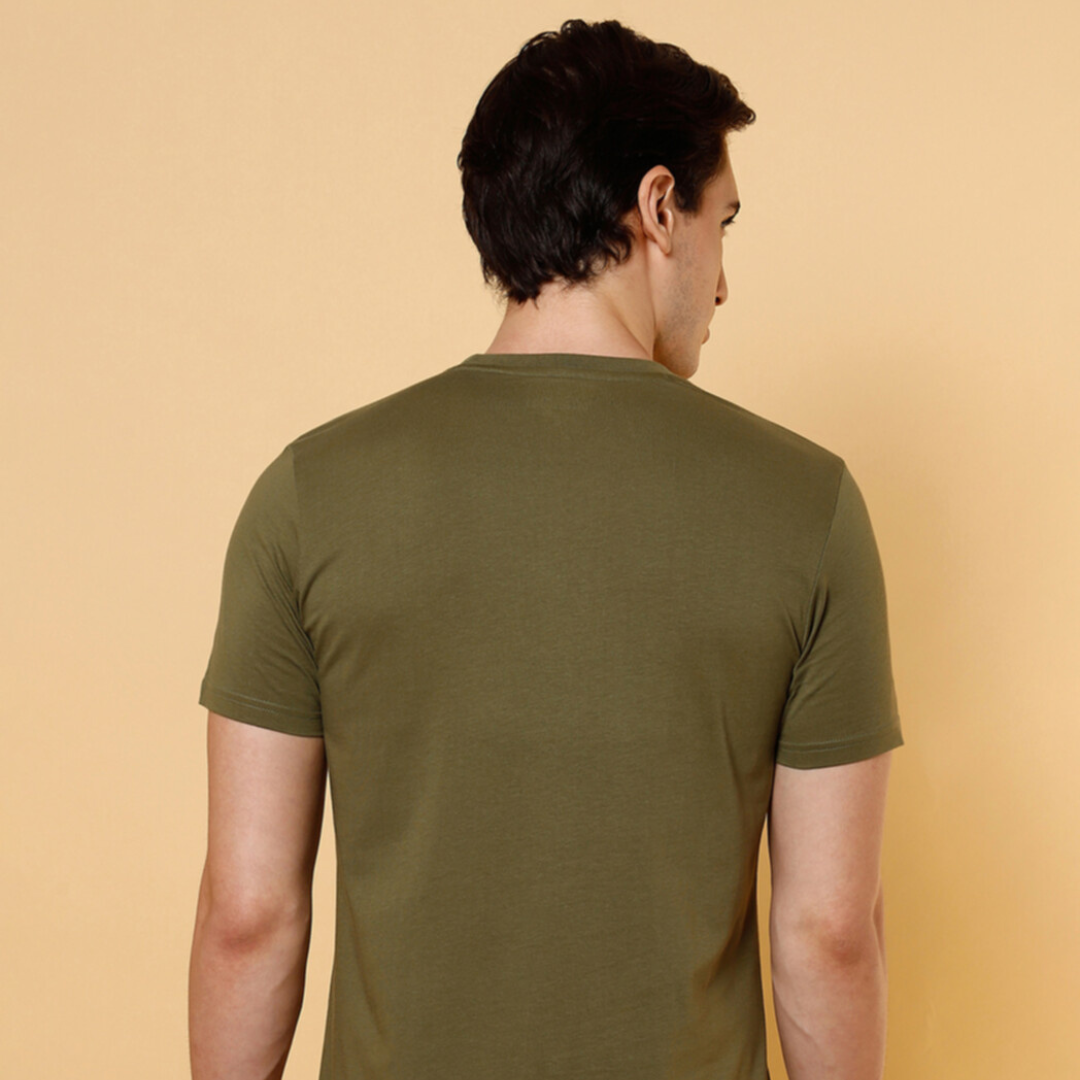 Men Wrangler Logo Green Crew Neck Regular Fit Tshirt