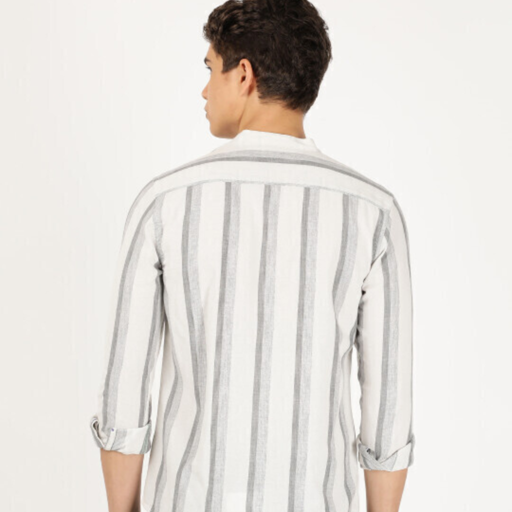 Wrangler Men Striped Grey Regular Fit Shirt