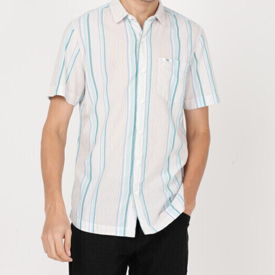Lee Men Striped Blue Slim Fit Shirt