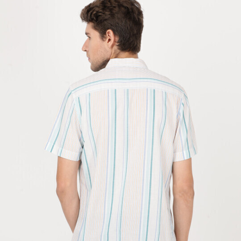 Lee Men Striped Blue Slim Fit Shirt