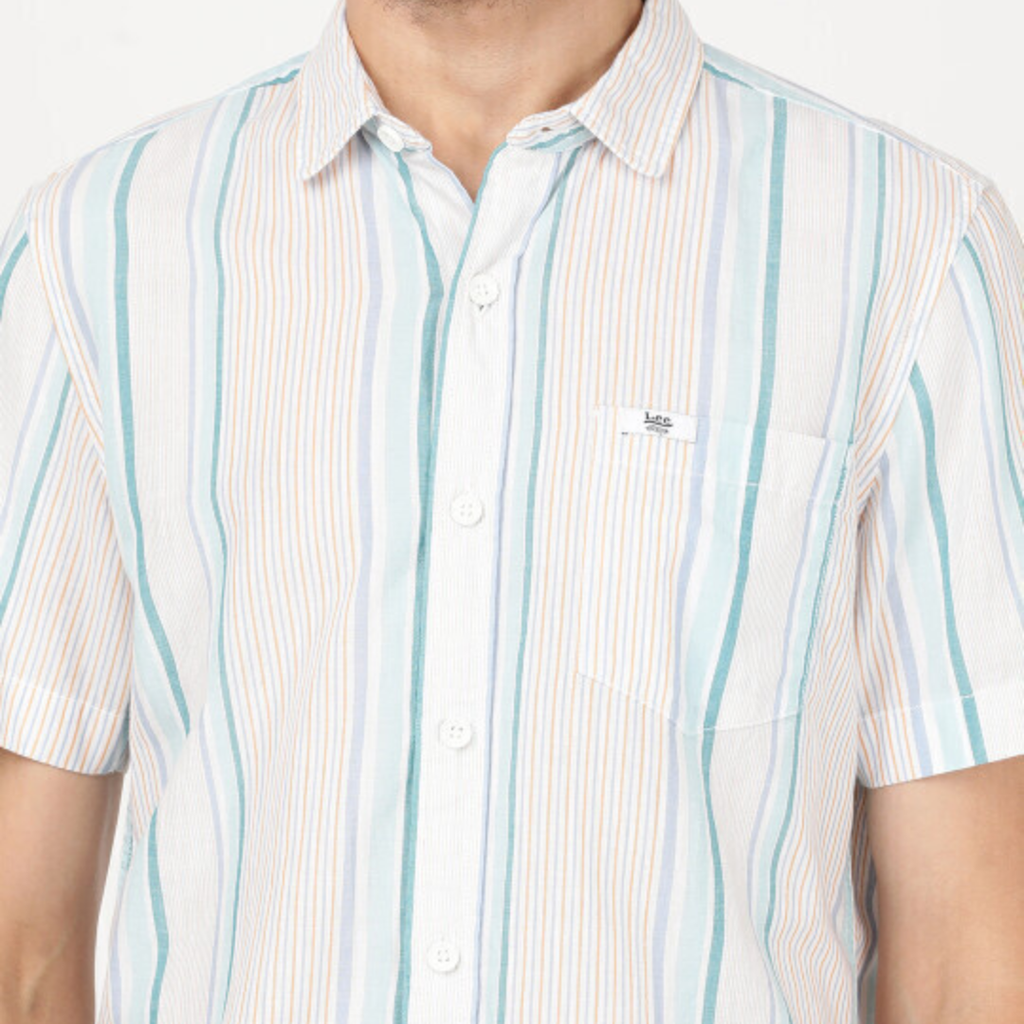 Lee Men Striped Blue Slim Fit Shirt