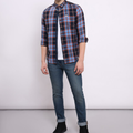 Lee Men Checked Blue Slim Fit Shirts