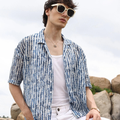 Ombre-Striped Oversized Shirt