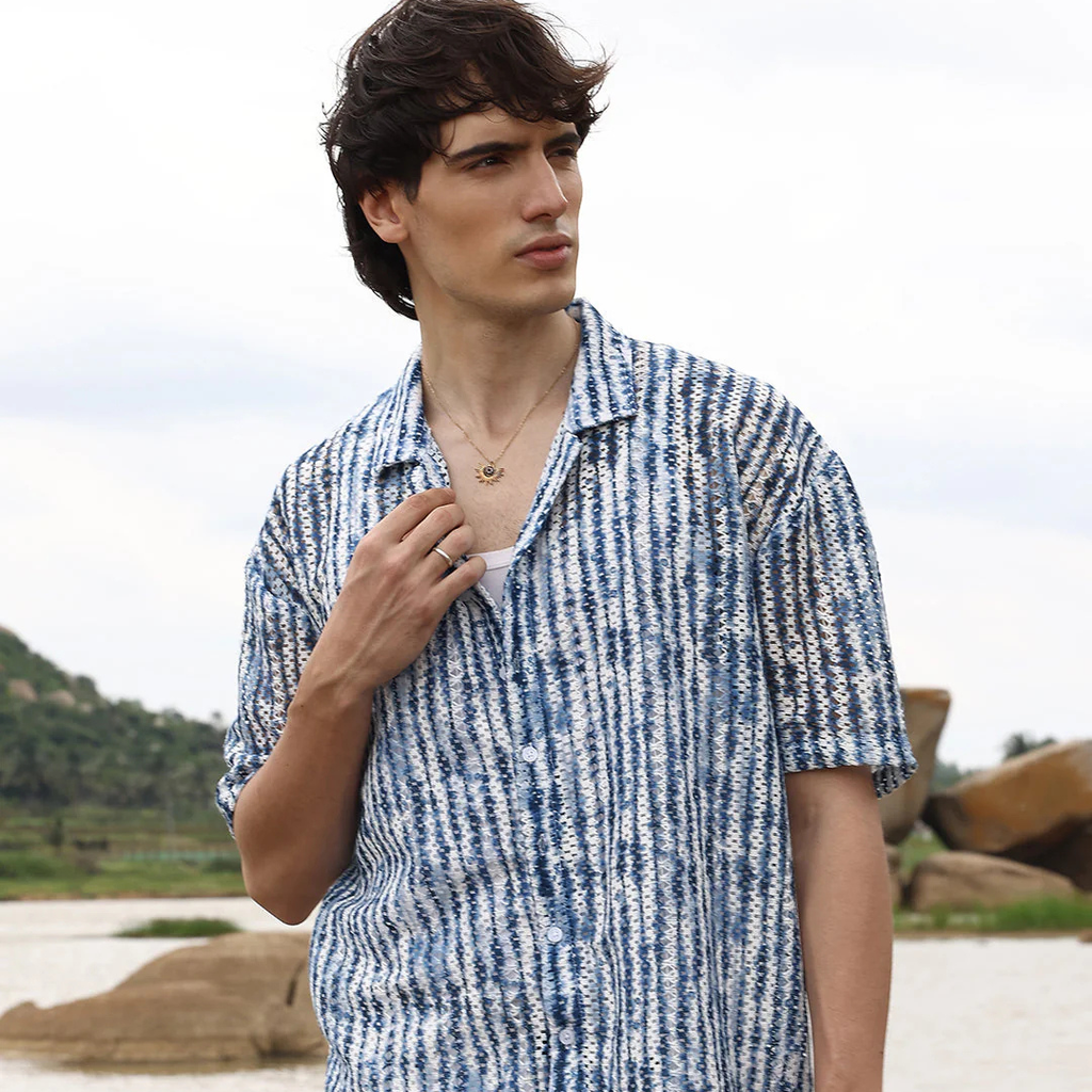 Ombre-Striped Oversized Shirt