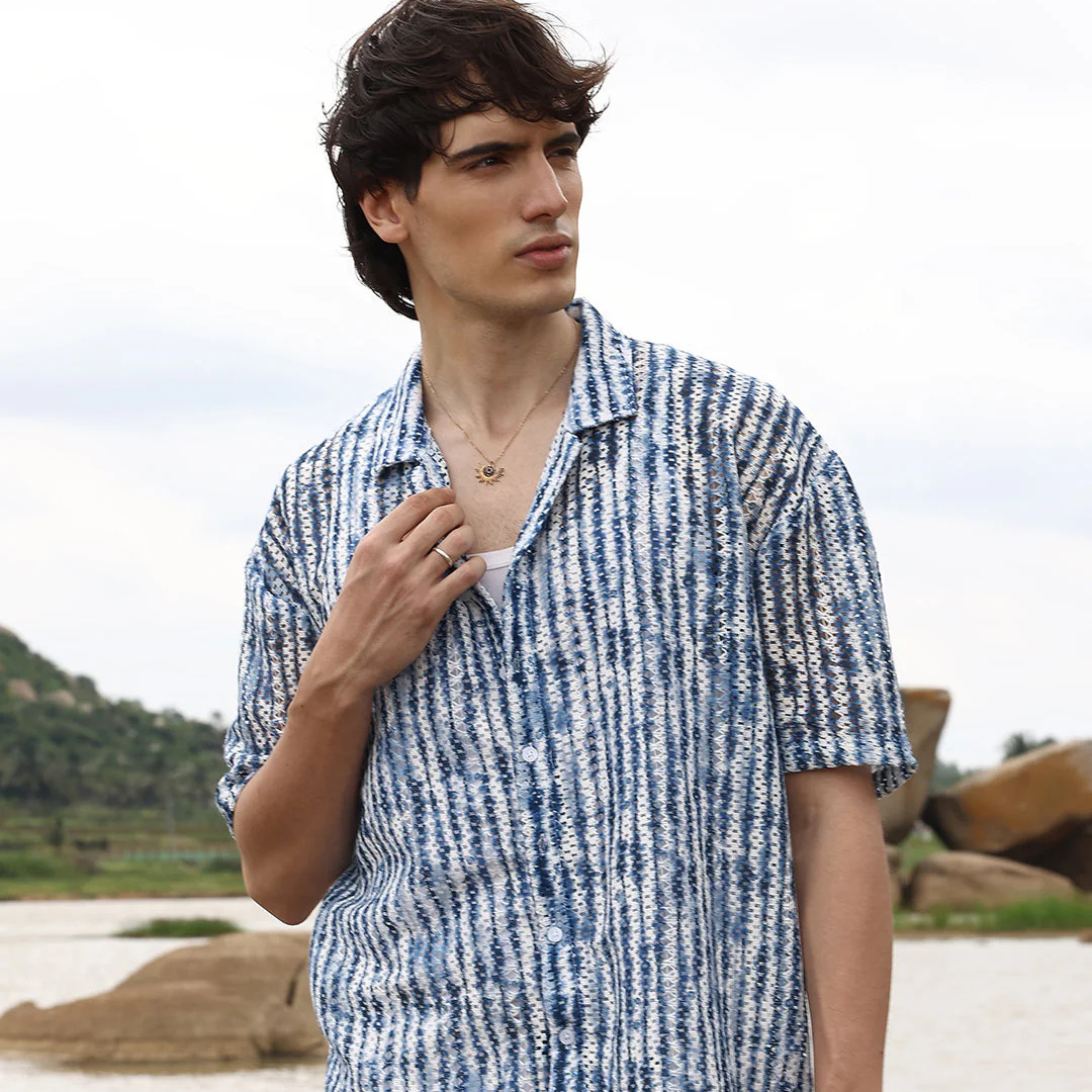 Ombre-Striped Oversized Shirt