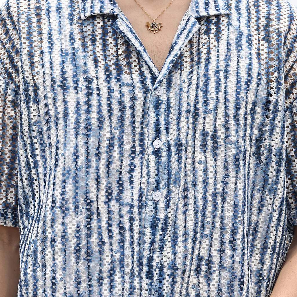 Ombre-Striped Oversized Shirt