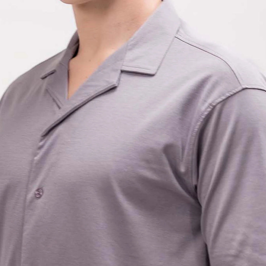 Linen look Lilac Color Half Sleeve Shirt