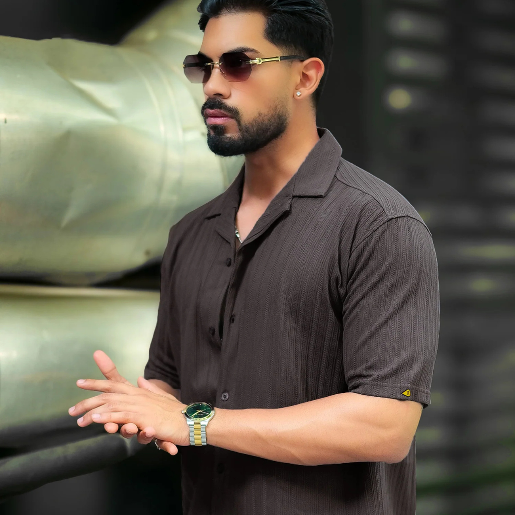 Tangled Dark Grey Half Sleeve Shirt