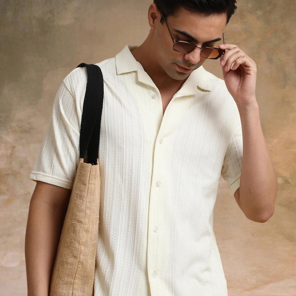 Ozone Cream Half Sleeve Shirt